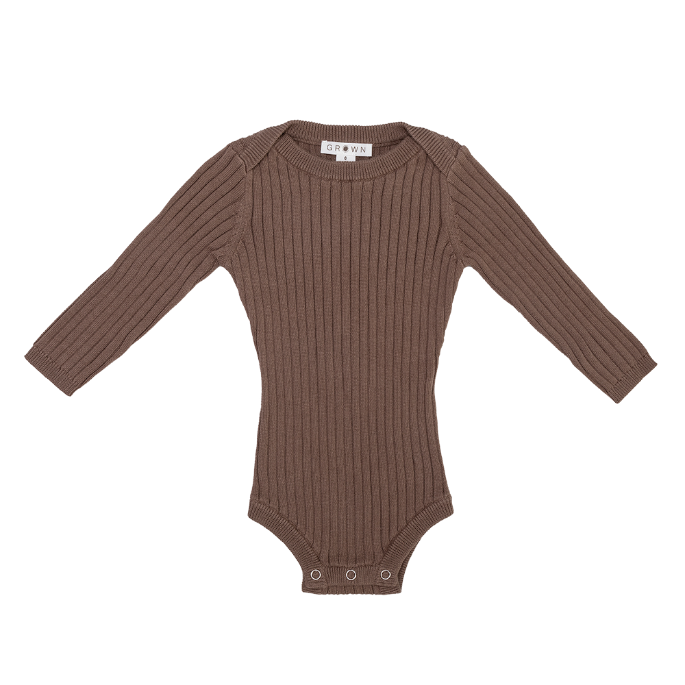 ORGANIC RIBBED BODYSUIT | MUSHROOM