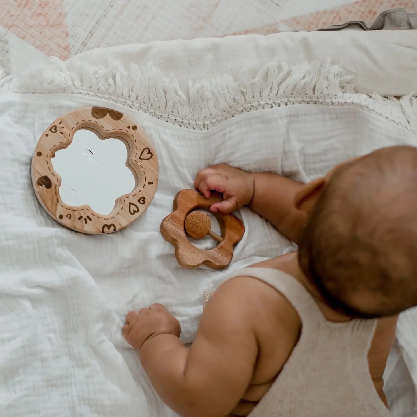 VALENTINE RATTLE & BABY MIRROR SET
