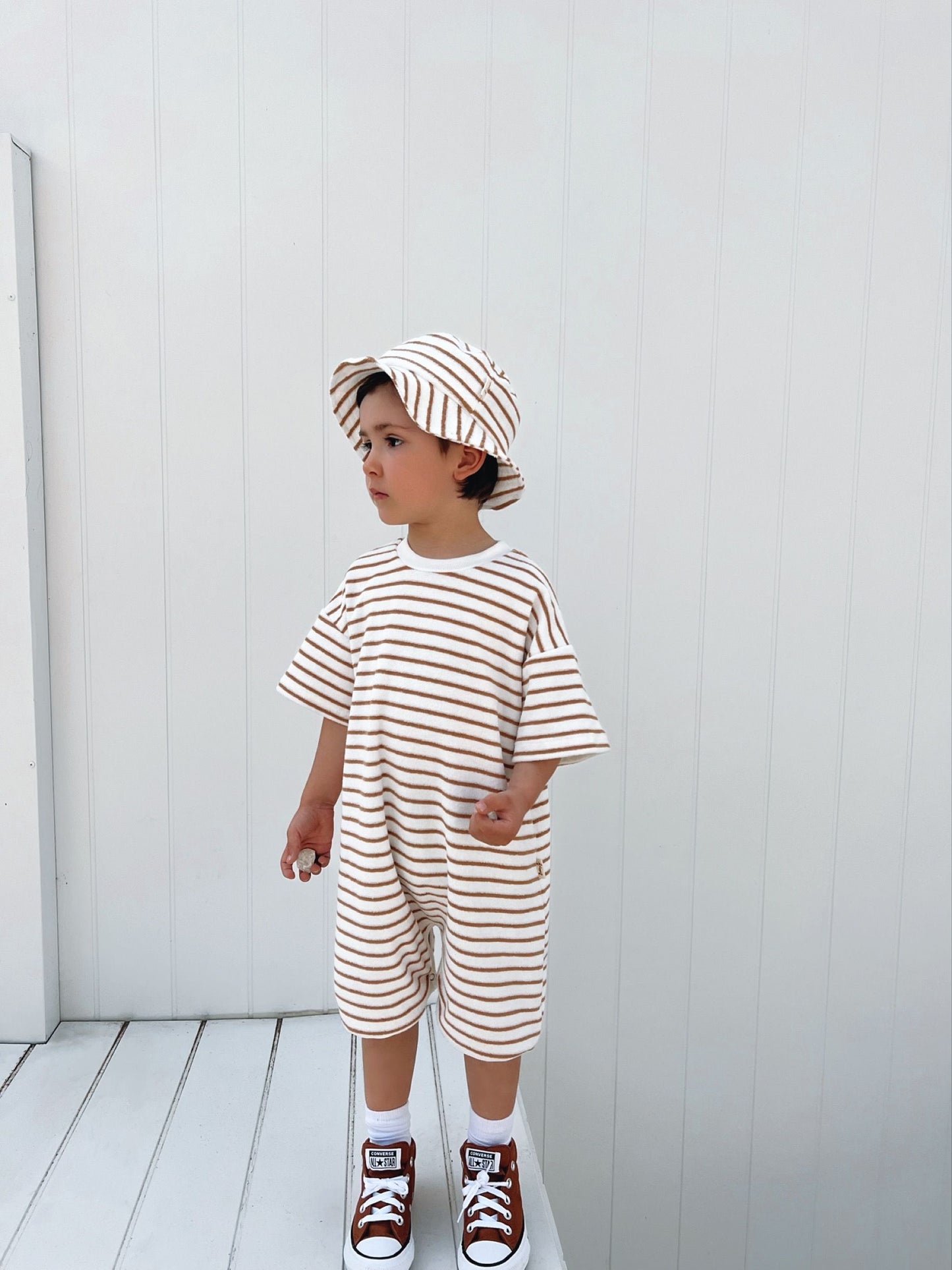 ROOMY ROMPER | CARAMEL STRIPES