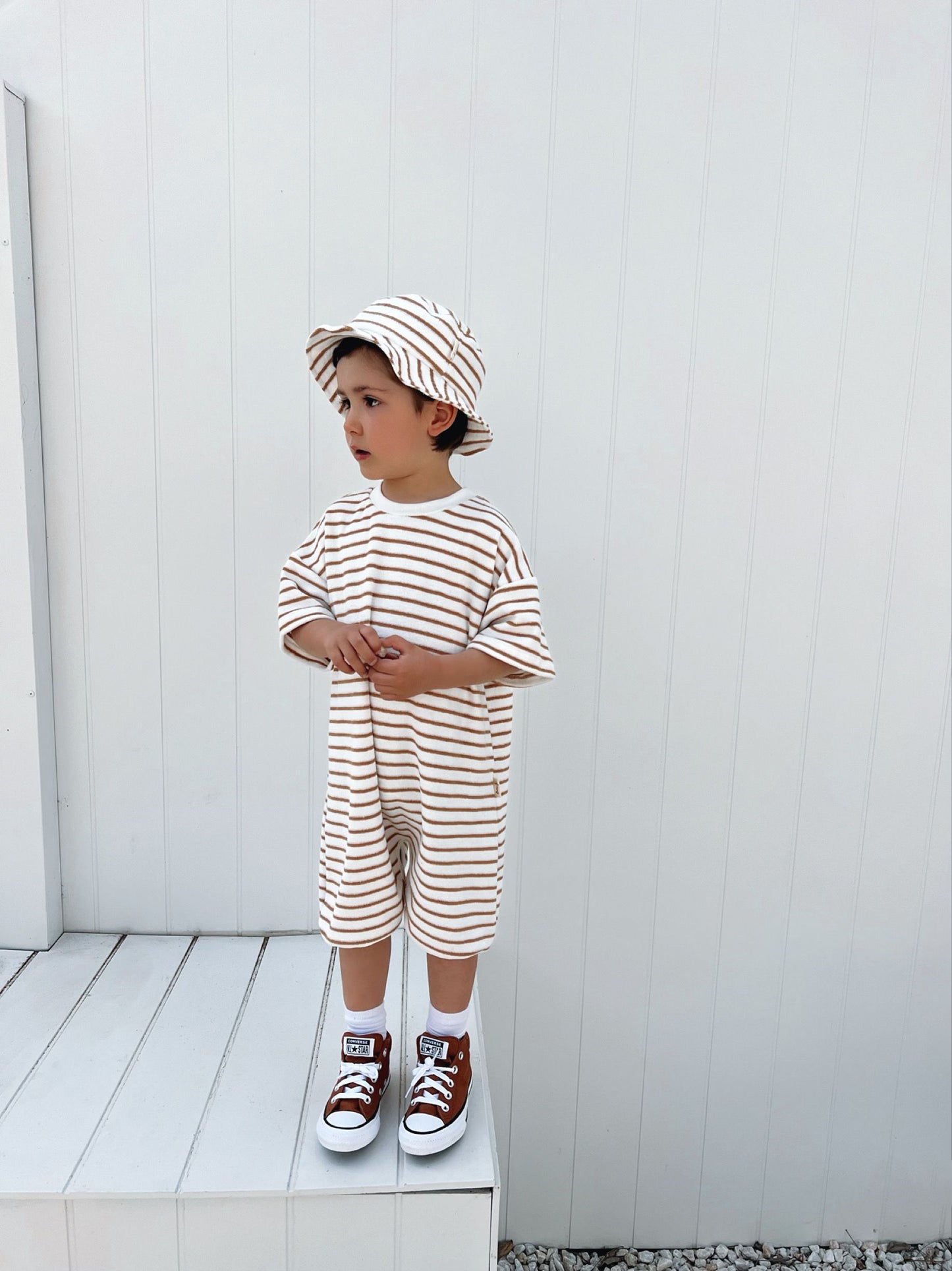 ROOMY ROMPER | CARAMEL STRIPES