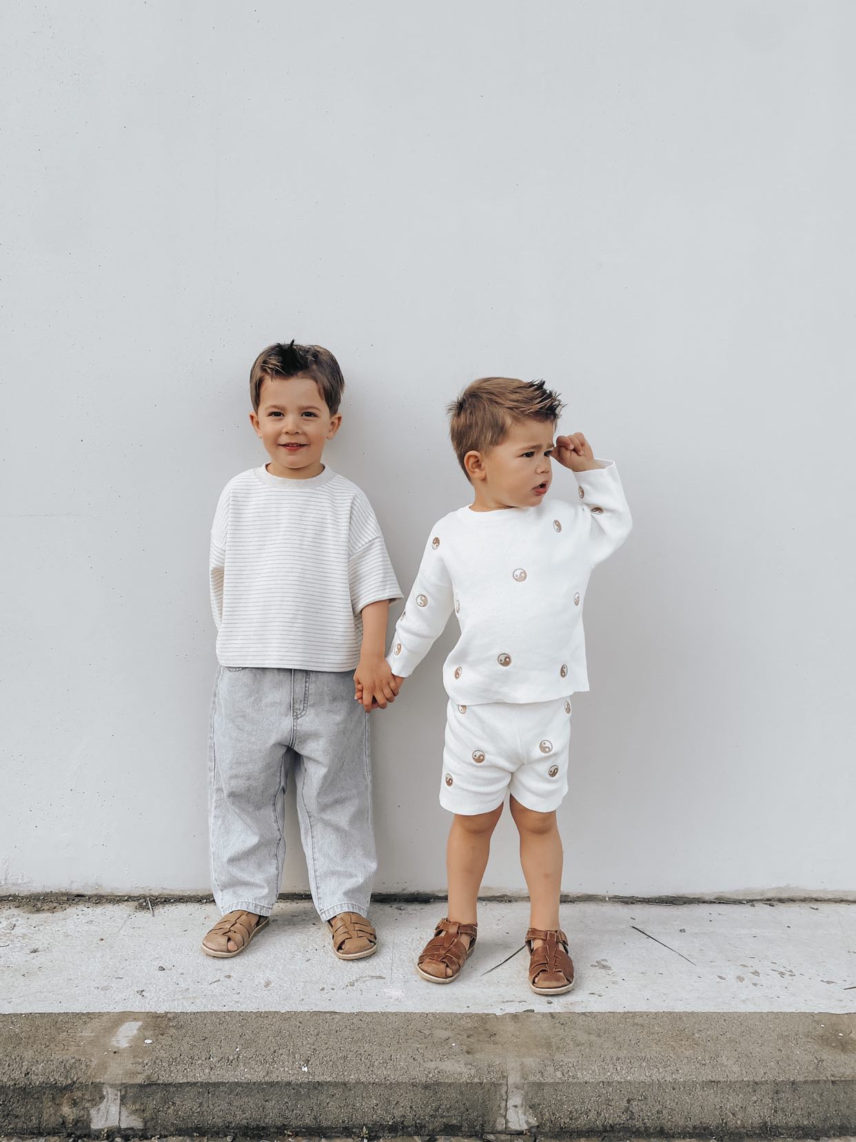 YIN YANG KNIT SHORTS SET | WHITE