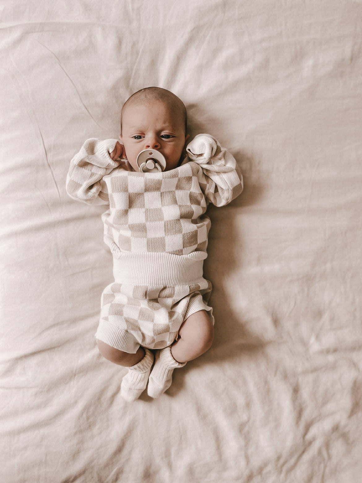 CHECKERED JACQUARD BLOOMERS | BEIGE