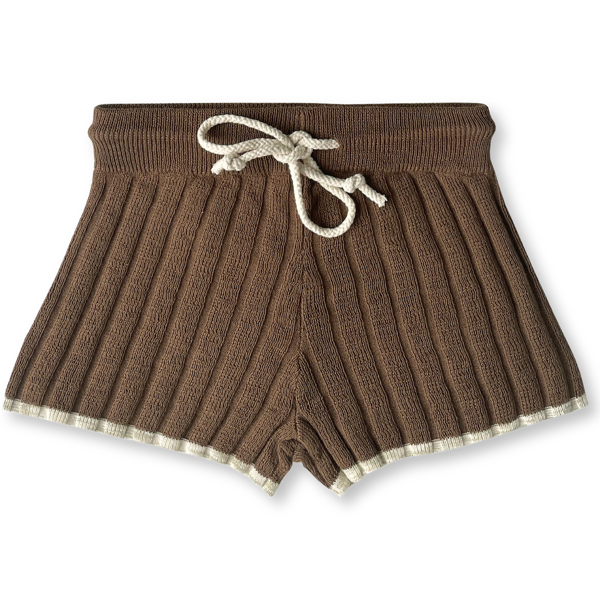 KNITTED RIB SHORTS | CHOCOLATE