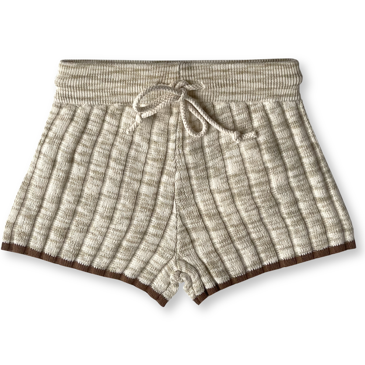 KNITTED RIB SHORTS | LATTE