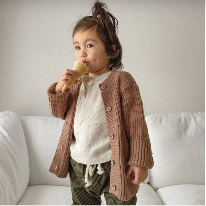RIBBED CARDIGAN | EARTH