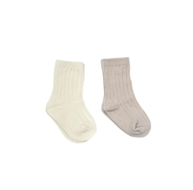 WIDE RIB SOCKS - 2 PACK | CREAM/FAWN