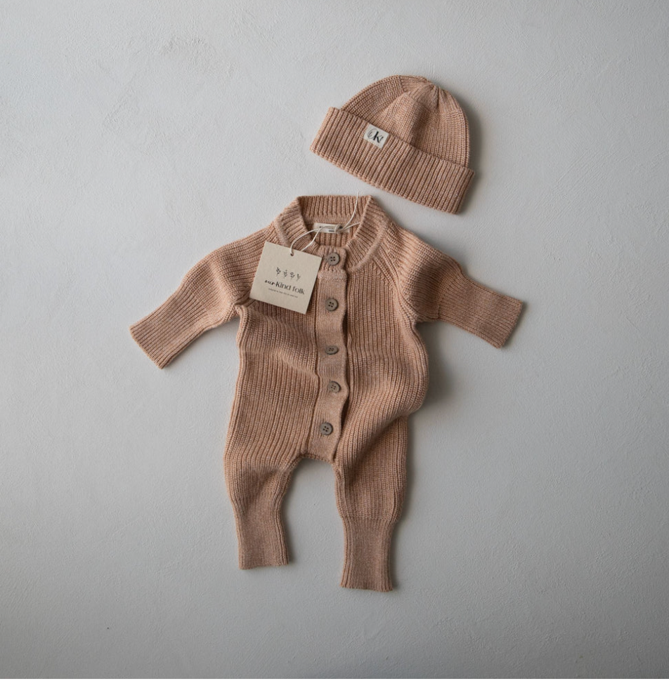 KNIT ROMPER | PEACH