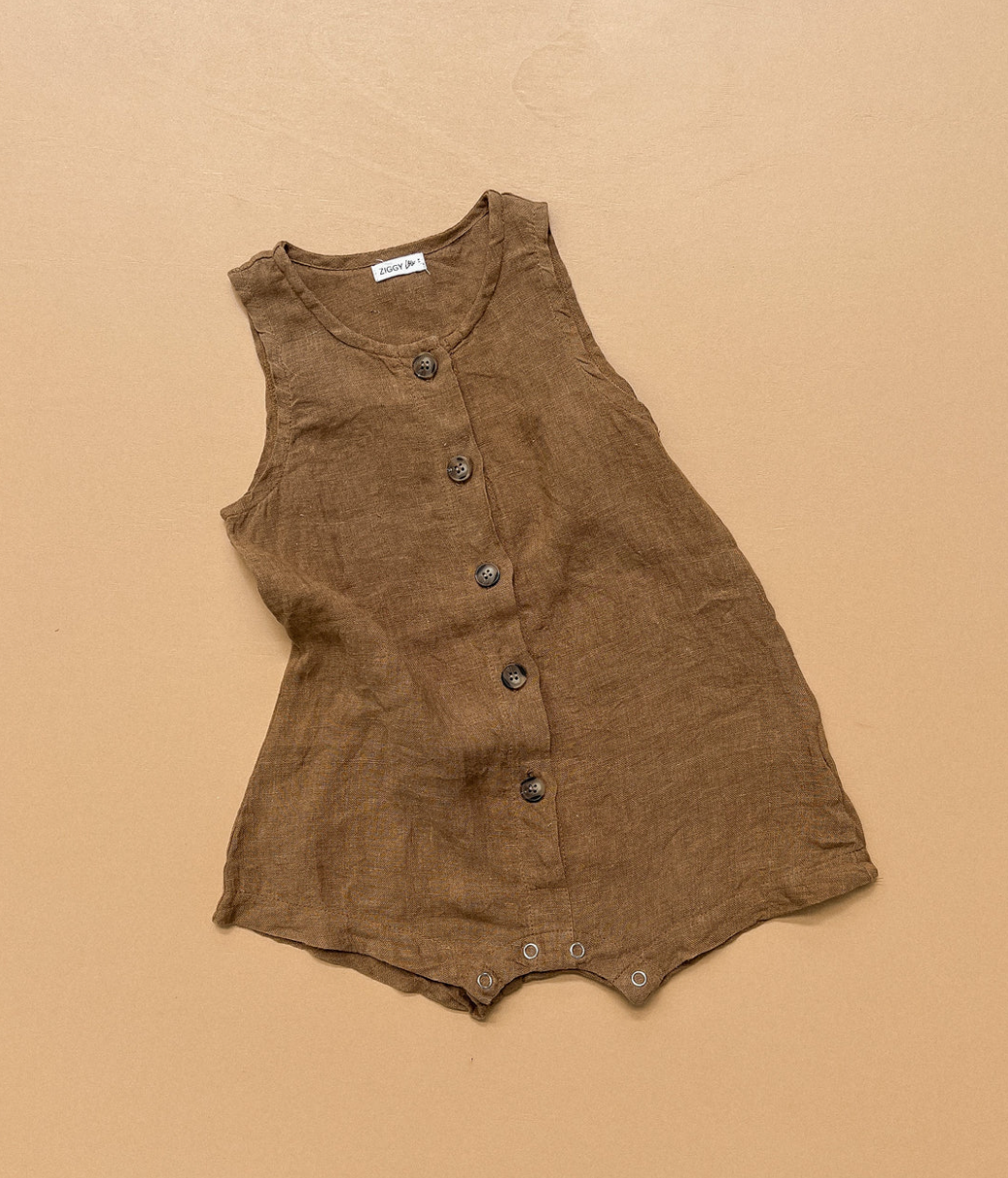 LINEN ROMPER | WALNUT