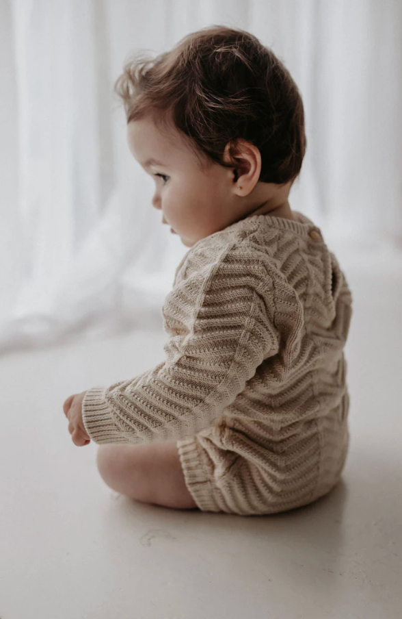 WAVE KNITTED ROMPER | ALMOND