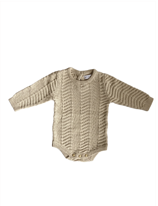 WAVE KNITTED ROMPER | ALMOND