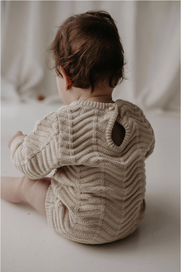 WAVE KNITTED ROMPER | ALMOND