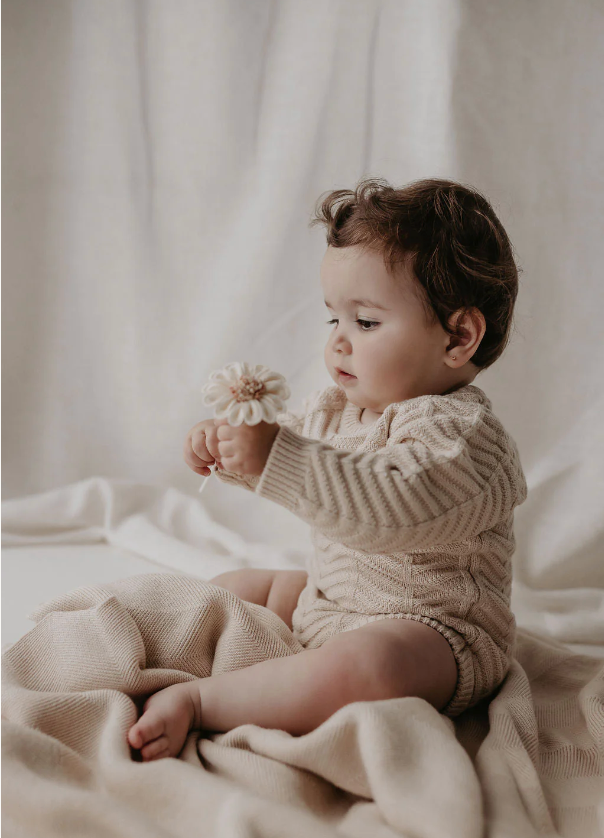 WAVE KNITTED ROMPER | ALMOND