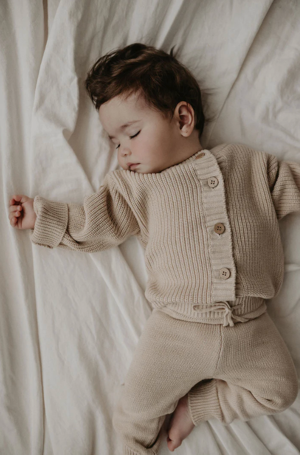 TIE UP KNITTED PANTS | ALMOND