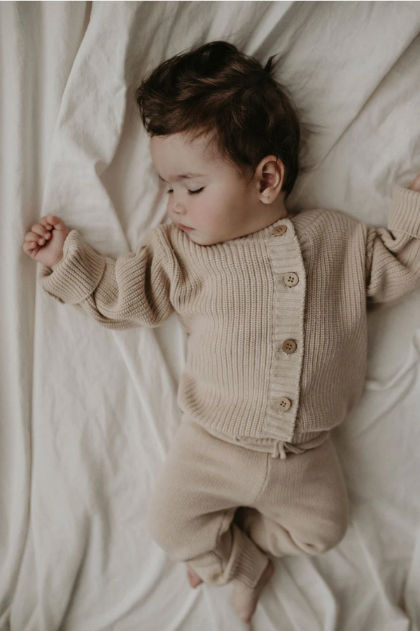 TIE UP KNITTED PANTS | ALMOND