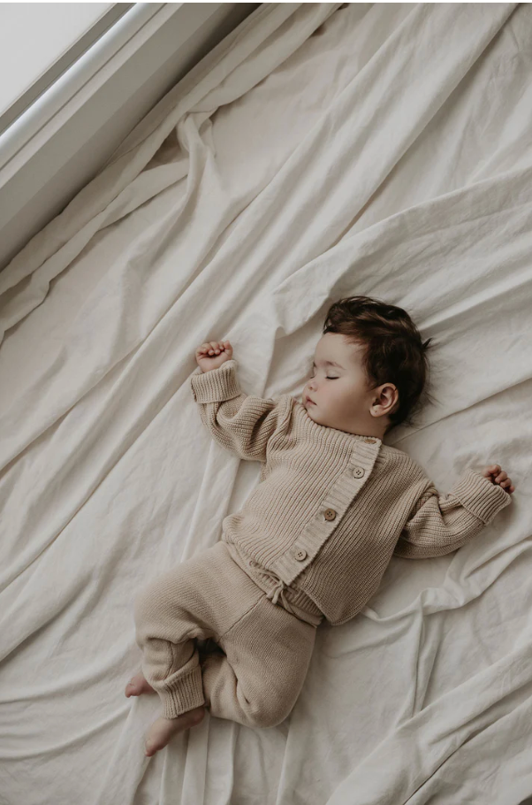 TIE UP KNITTED PANTS | ALMOND