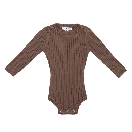ORGANIC RIBBED BODYSUIT | MUSHROOM