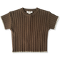 KNITTED RIBBED TEE | CHOCOLATE