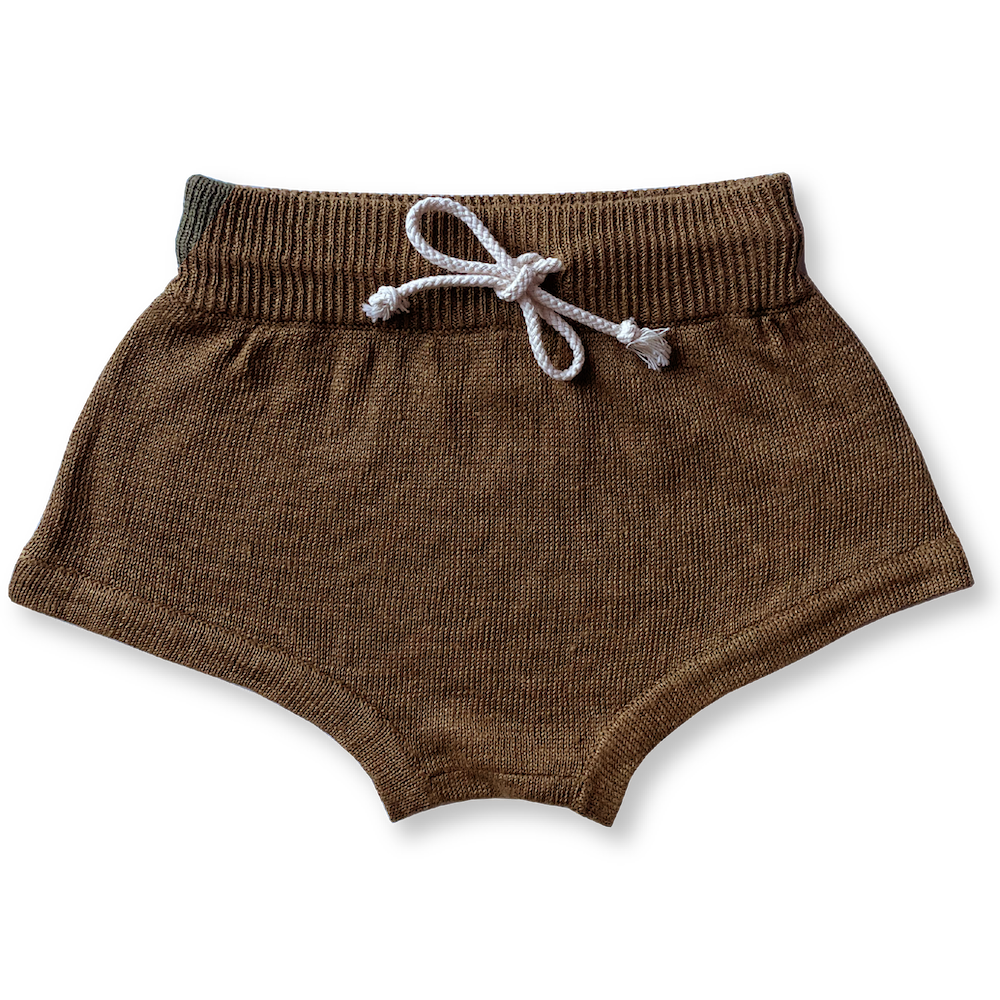 LINEN KNIT SHORTS | MOCHA