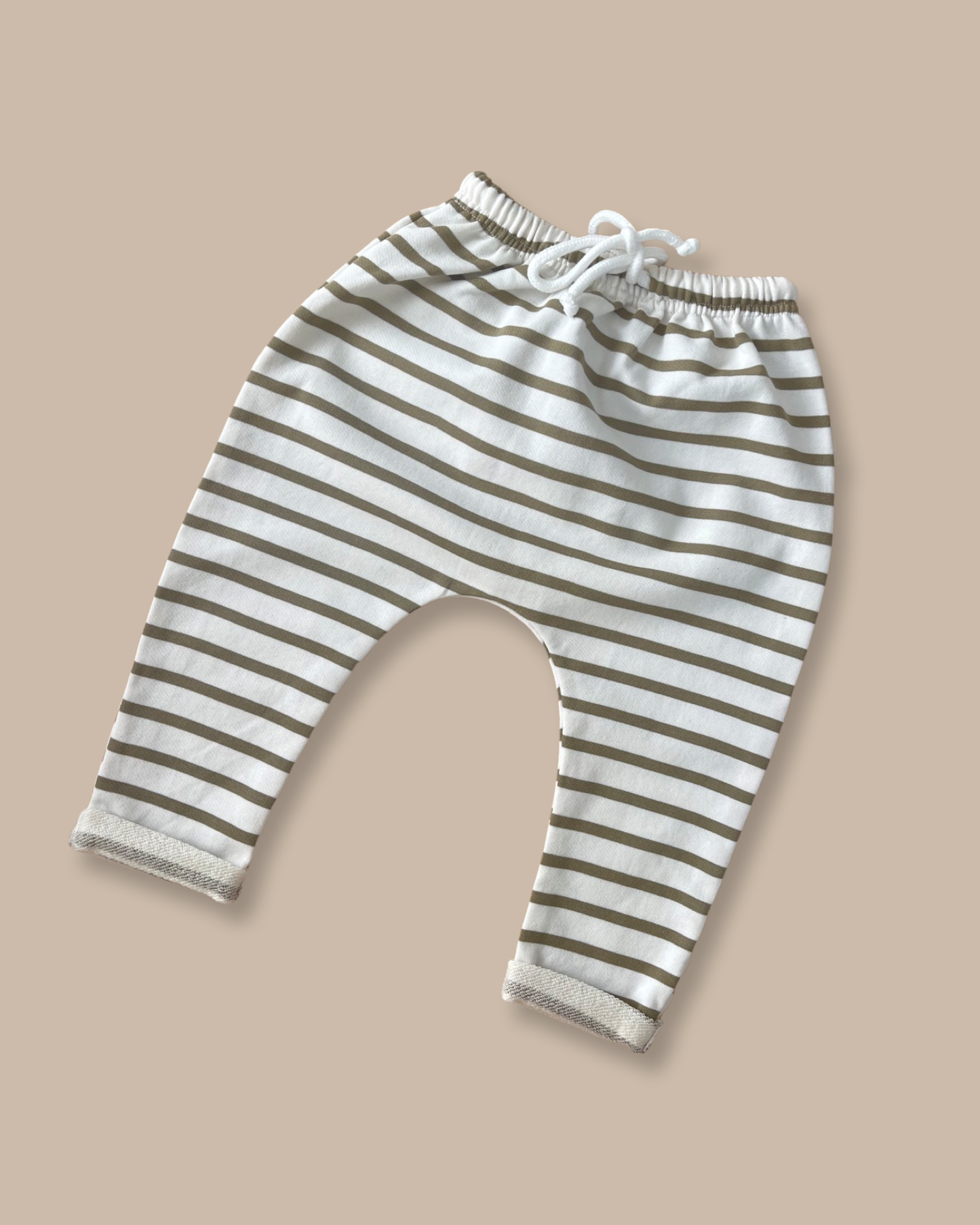 DROP CROTCH PANTS | GREEN TEA STRIPES