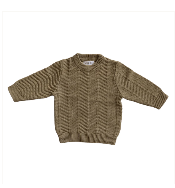 CHEVRON KNITTED SWEATER | OLIVE TREE